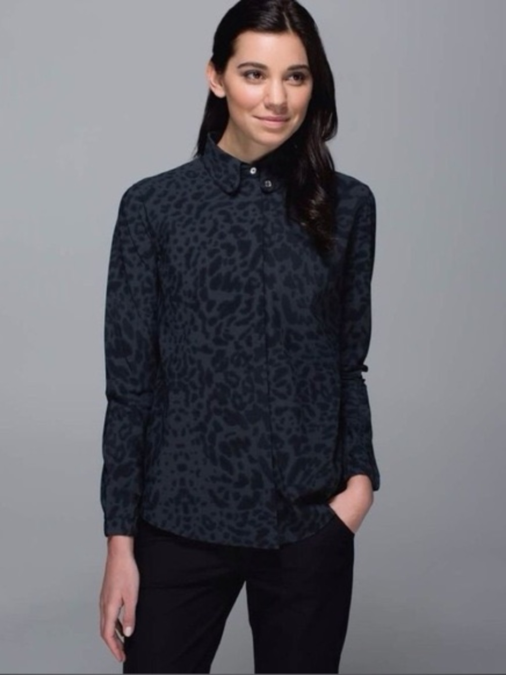 FINAL SALE Lululemon Day Trip Blouse Animal Swirl Deep Coal Black